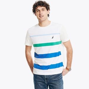 Nautica 2XL Big and Tall Striped Crewneck Cotton T-Shirt, retails 49.50$